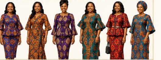 Exemples de tenues en pagne Ankara et kaba